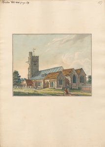 Heston kirkegård med og kunstner som skisserer gravsteinene av Daniel Lysons