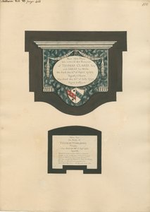 Minnesmerke over Thomas Clarke og kona Sarah og Thomas Worlidge fra Fulham Church av Daniel Lysons