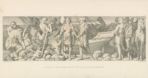 Harold, som er i ferd med å returnere til England, byr adieu til William, som laster ham med avskjedsgaver av Daniel Maclise