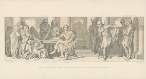 Harolds fangenskap kunngjort til William av Normandie, som får beskjed om at Guy of Ponthieu krever løsepenger for ham av Daniel Maclise
