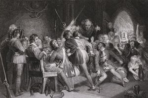 The Hall of Glennaquoich - a Highland Feast, gravert av P. Lightfoot, fra 