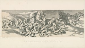 Natten etter slaget; Edith oppdager, blant de drepte, kroppen til Harold, den siste saksiske kongen av England av Daniel Maclise