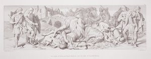 Tostig og Harold Hardradas død etter slaget ved Stamford Bridge, fra 'The Story of the Norman Conquest', gravert av L. Gruner, 1866 av Daniel Maclise