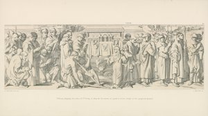William, viser relikviene til St. Valery, for å dempe misnøyen til en del av troppene hans ved den foreslåtte invasjonen av Daniel Maclise