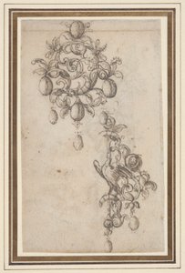 To design for brosjer med perledråper (recto); Design for en brosje (verso)