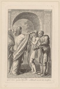 Jesus helbreder en blind mann av Daniel Nikolaus Chodowiecki