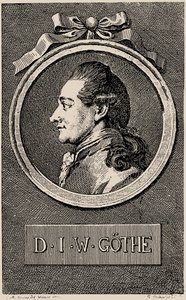 Portrett av forfatteren Johann Wolfgang von Goethe 1749-1832, 1776. av Daniel Nikolaus Chodowiecki