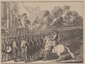 Løper hansken. Illustrasjon fra Elementartwerk av J.B. Basedow, 1774 av Daniel Nikolaus Chodowiecki