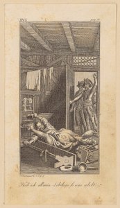 Siegfried von Lindenberg overrasker læreren sin i en hjemlig scene av Daniel Nikolaus Chodowiecki