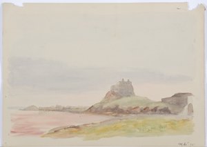 Holy Island, 1895 (blyant og wc på papir) av Daniel Oliver