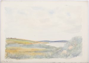 Holy Island, 1897 (blyant og wc på papir) av Daniel Oliver