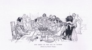 Don Diego på vertshuset i Viveros, fra The Magazine of Art 1893, Cassell and Company av Daniel Urrabieta Vierge
