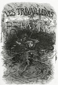 Illustrasjon til romanen The Laborers of the Sea, 1800-tallet (bw-gravering) av Daniel Urrabieta Vierge