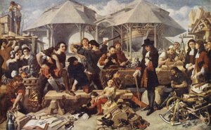 Peter den store ved Deptford Dockyard, London av Daniel after Maclise