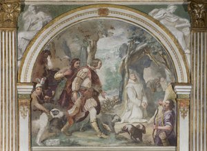 Saint Hugh møte med Roger av Calabria, 1629 av Daniele Crespi