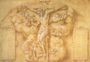 The Crucifixion, 1547 (blyant forhøyet med hvitt på papir)