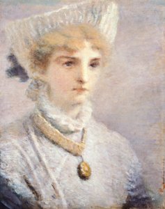 Jente i hvitt av Daniele Ranzoni (1843-1889) av Danielle Ranzoni