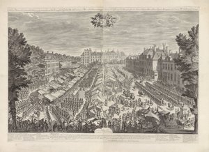 Haag-messen med prinsen og prinsessen av Orange, 1686 Haag-messen med det stigende burgerry-signet som presenterer for hennes kongelige høyheter min herre prinsen og fruen prinsessen av Orange / Foire de la Haye, avec les bourgois sous les armes, sa