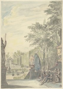 Utsikt fra en terrasse i en prydhage av Daniël Marot (II)