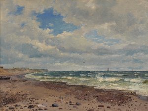 En strand med sanddyner på Jyllands vestkyst