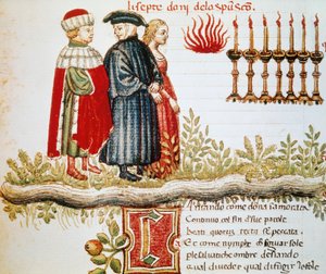 Virgil, Dante og Matelda, Skjærsilden, Canto XXIX, opplyst side fra Divine Comedy, av Dante Alighieri (1265-1321) av Dante Alighieri