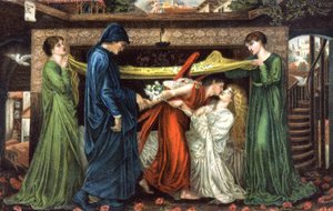 Dante Alighieri møter Beatrice, ca 1900 (postkort)