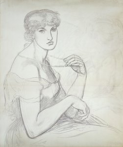 En sittende kvinne som holder et halskjede, til høyre en annen kvinneskikkelse, av Dante Gabriel Charles Rossetti