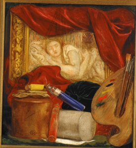 Flasker (olje om bord montert på panel) av Dante Gabriel Charles Rossetti