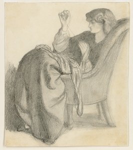 Lachesis: Studie av Jane Morris sittende i en stolsøm, 1860-tallet av Dante Gabriel Charles Rossetti