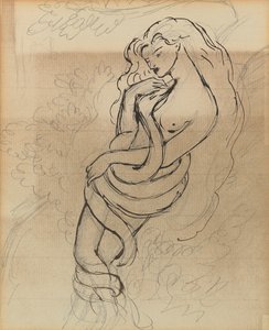 Lady Lilith, ca. 1869 (blyant, penn og brunt blekk på papir)