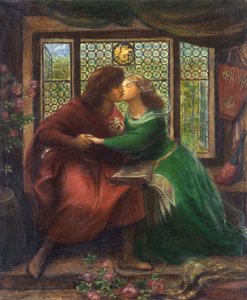 Paolo (Malatesta) (cirka 1246 eller 1248-cirka 1285) og Francesca da Rimini (eller da Polenta) (1255-1285) - Representasjon av karakteren fra ""La Divina Commedia"" (Den guddommelige komedie) av Dante Alighieri (1265) - 1321) - Verk av  av Dante Gabriel Charles Rossetti