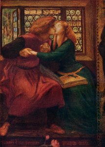 Paolo og Francesca da Rimini detalj, 1855 av Dante Gabriel Charles Rossetti