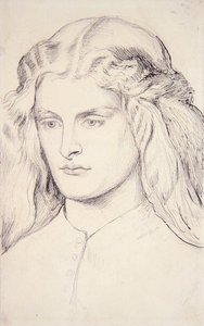 Portrettstudie av Annie Miller, ca. 1860-63 (penn, indisk blekk og grafitt på papir) av Dante Gabriel Charles Rossetti