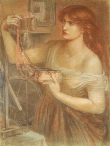 Risen at Dawn - Gretchen Discovering Fausts Jewels, 1868 (kritt på papir) av Dante Gabriel Charles Rossetti