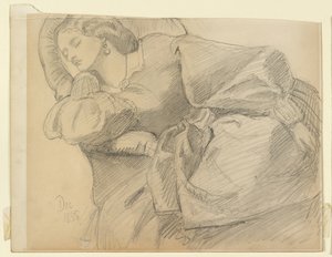 Ruth Herbert sover av Dante Gabriel Charles Rossetti