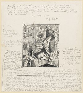 St Cecilia The Moxon Tennyson, ca. 1857 (tregravering og blyant på papir) av Dante Gabriel Charles Rossetti