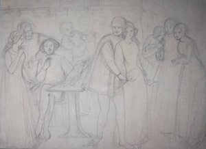 Studie for Benedick og Beatrice av Dante Gabriel Charles Rossetti