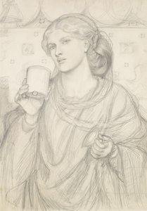 Studie for 'The Loving Cup' (blyant på papir) av Dante Gabriel Charles Rossetti