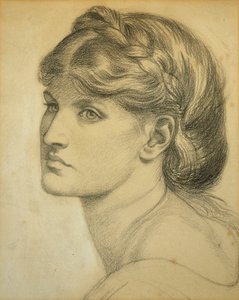 Studie av et hode for "The Bower Meadow", 1872 av Dante Gabriel Charles Rossetti