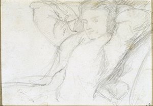 Studie av en sittende dame, 1860 (grafitt på papir) av Dante Gabriel Charles Rossetti