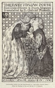 Upublisert design for frontispicen til The Early Italian Poets av Dante Gabriel Charles Rossetti