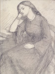 Portrett av Elizabeth Siddal, sittende, c1840-årene av Dante Gabriel Rossetti