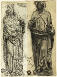To studier av middelalderskulptur av Dante Gabriel Rossetti