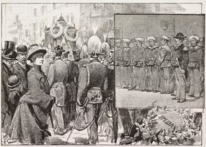 Begravelse til admiral Luigi Buglione di Monale (1821-1884), Roma, Italia, gravering fra tegning av Dante Paolocci, fra L'Illustrazione Italiana, nr. 52, 28. desember av Dante Paolocci