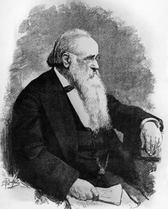 Portrett av Agostino Depretis (1813-1887), italiensk statsmann, tegning av Dante Paolocci (1856-1926), gravering fra L