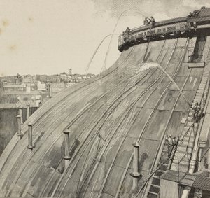 Vaskekuppel av Palazzo Montecitorio, Roma, Italia, gravering etter tegning av Dante Paolocci, fra L'Illustrazione Italiana, år XX, nr. 29, 16. juli av Dante Paolocci