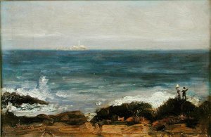 Tall ved Dublin Bay (olje om bord) av Darius J. MacEgan