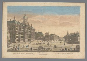 Utsikt over rådhuset på Dam-plassen i Amsterdam Civilis Consilu Basilica Amstellodami / So.e Vue D