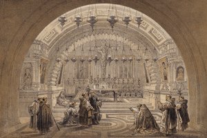 Golgata (farge litho) av David (after) Roberts