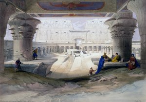 Edfu-tempelet, gravering fra tegning av David Roberts (1796-1864), fra Egypt og Nubia